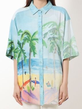 ​🔥 BUNDLE 2+ FOR 20% OFF DESIGUAL Tropical Beach Scene Shirt | Unisex Oversized